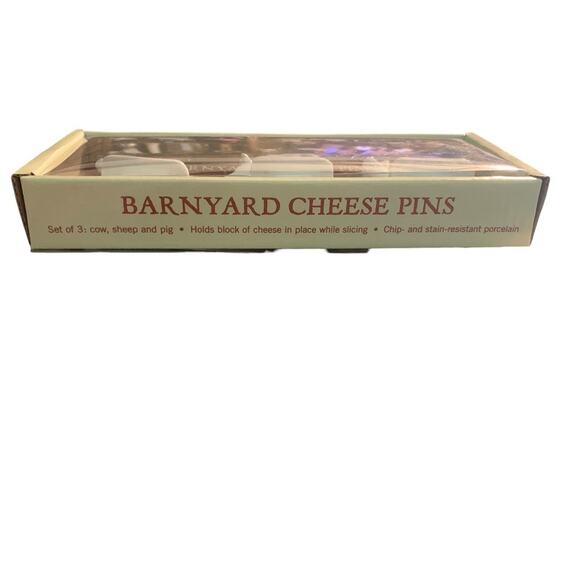 Sur la Table Barnyard Cheese Pins Set of 3 Porcelain White Holiday Dinner Party - Picture 2 of 3